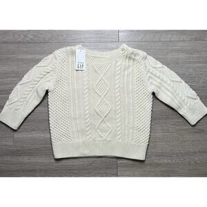 Baby GAP Cable Knit Sweater Cream 12–18 Months 100% Cotton NWT